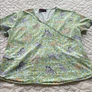 Vibrant Animal Print V-Neck Top